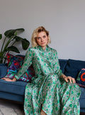 Emerald Garden Silk Shirt Dress