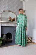 Emerald Garden Silk Shirt Dress