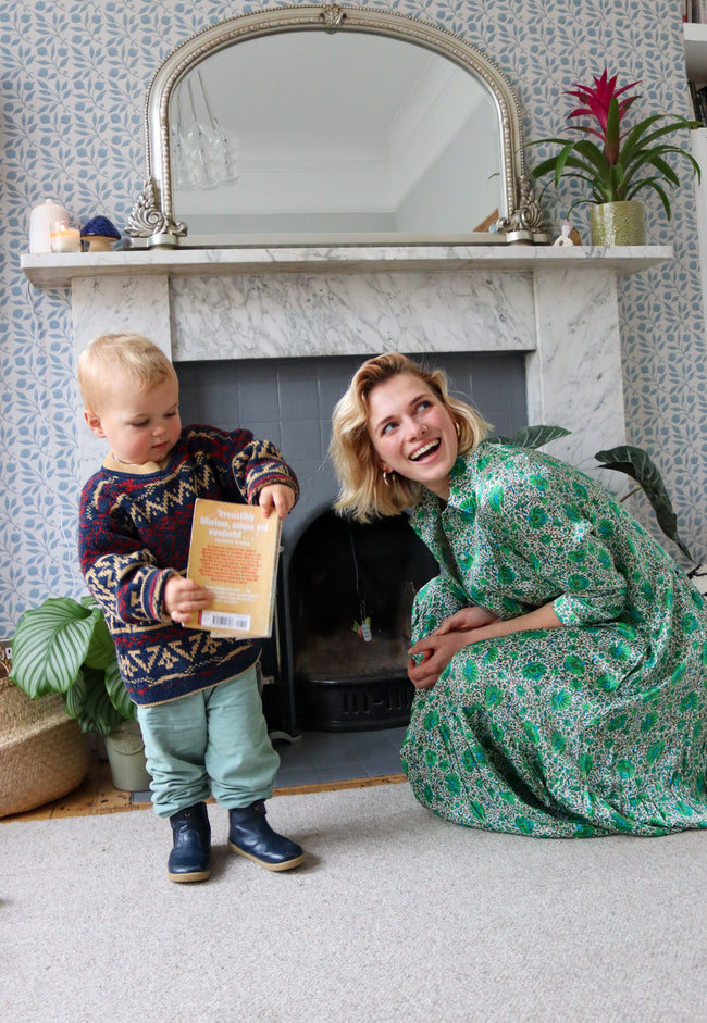 Emerald Garden Silk Shirt Dress
