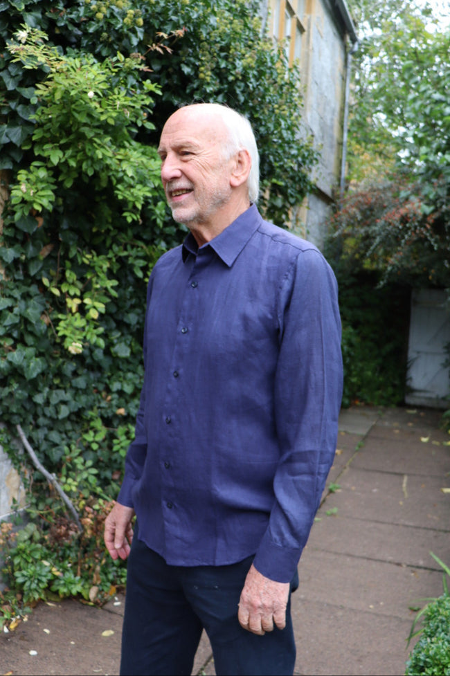 Navy Blue Linen Shirt