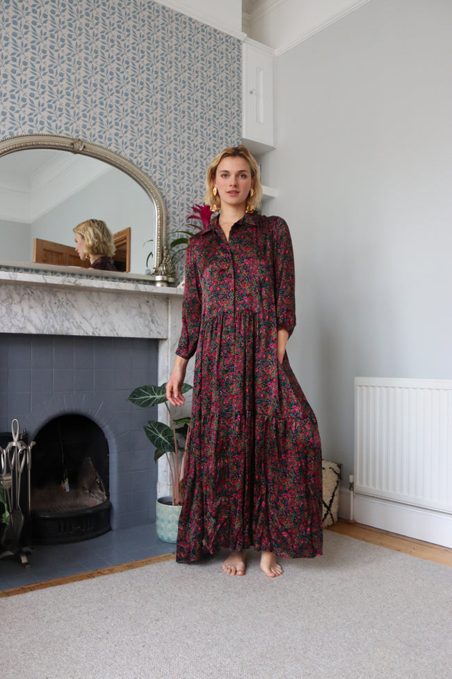 Psychedelic Paisley Silk Shirt Dress