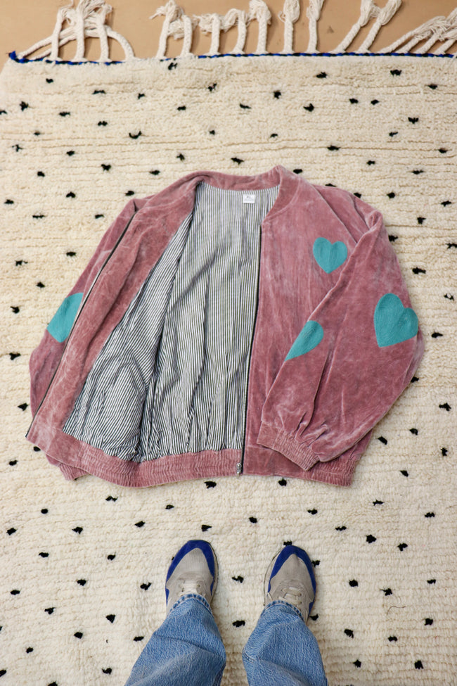 Rose Velvet Bomber Jacket