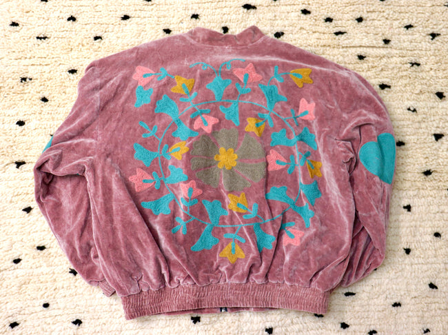 Rose Velvet Bomber Jacket