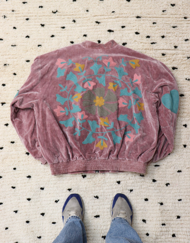 Rose Velvet Bomber Jacket