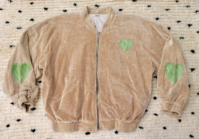 Fawn Velvet Bomber Jacket