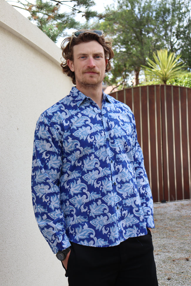 Cool Blue Block Print Shirt