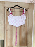 UK12 Pink Checkerboard Denim Corset