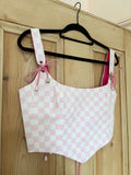 UK12 Pink Checkerboard Denim Corset