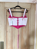 UK12 Pink Checkerboard Denim Corset