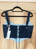 UK10 Blue Denim Corset