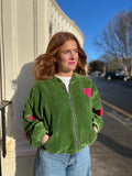 Emerald Velvet Bomber Jacket