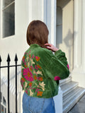 Emerald Velvet Bomber Jacket
