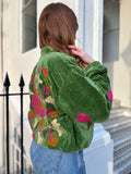Emerald Velvet Bomber Jacket