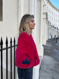 Fuchsia Velvet Bomber Jacket