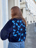 Navy Velvet Bomber Jacket