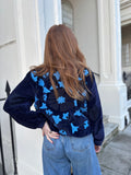 Navy Velvet Bomber Jacket