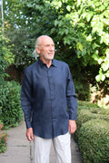 Dark Navy Blue Linen Shirt