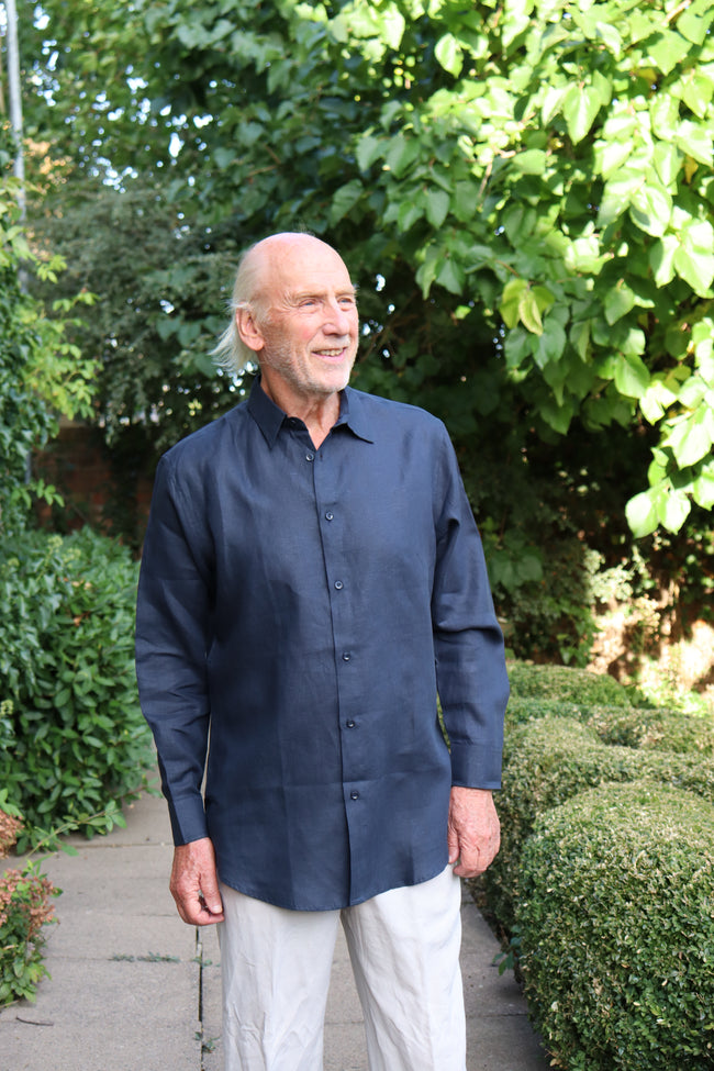 Dark Navy Blue Linen Shirt