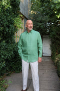 Longer Fit Green Linen Shirt