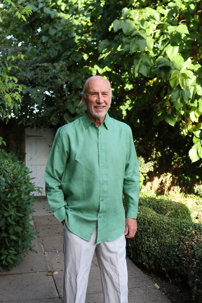 Longer Fit Green Linen Shirt
