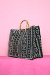 Black Bamboo Mudcloth Bag 1