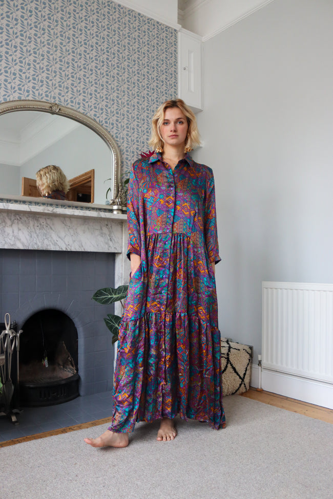 80s Baby Purple Silk Shirt Dress – mrportobello