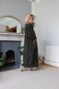 Long Black Burgundy Lined Coat