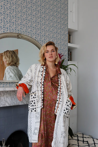 Short Blood Orange Lined Coat