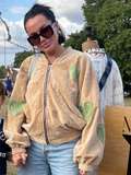 Fawn Velvet Bomber Jacket