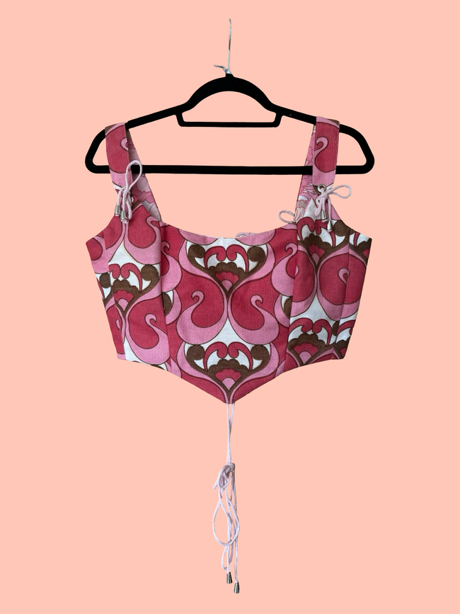 Handmade 60s Vintage Fabric Corset