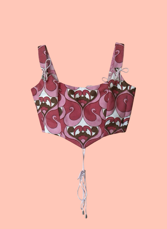 Handmade 60s Vintage Fabric Corset
