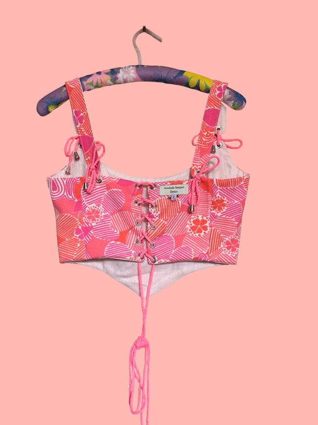 Handmade 60s Vintage Fabric Corset