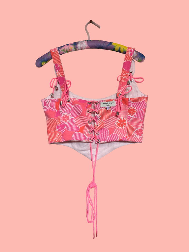 Handmade 60s Vintage Fabric Corset