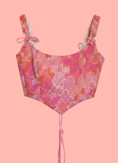 Handmade 60s Vintage Fabric Corset