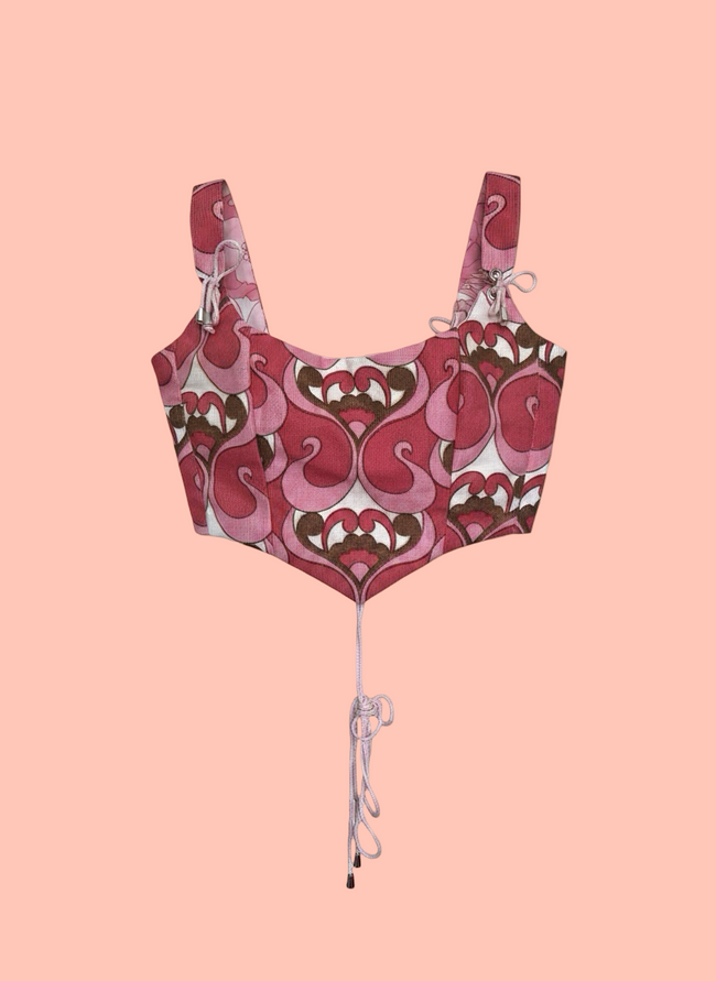 Handmade 60s Vintage Fabric Corset