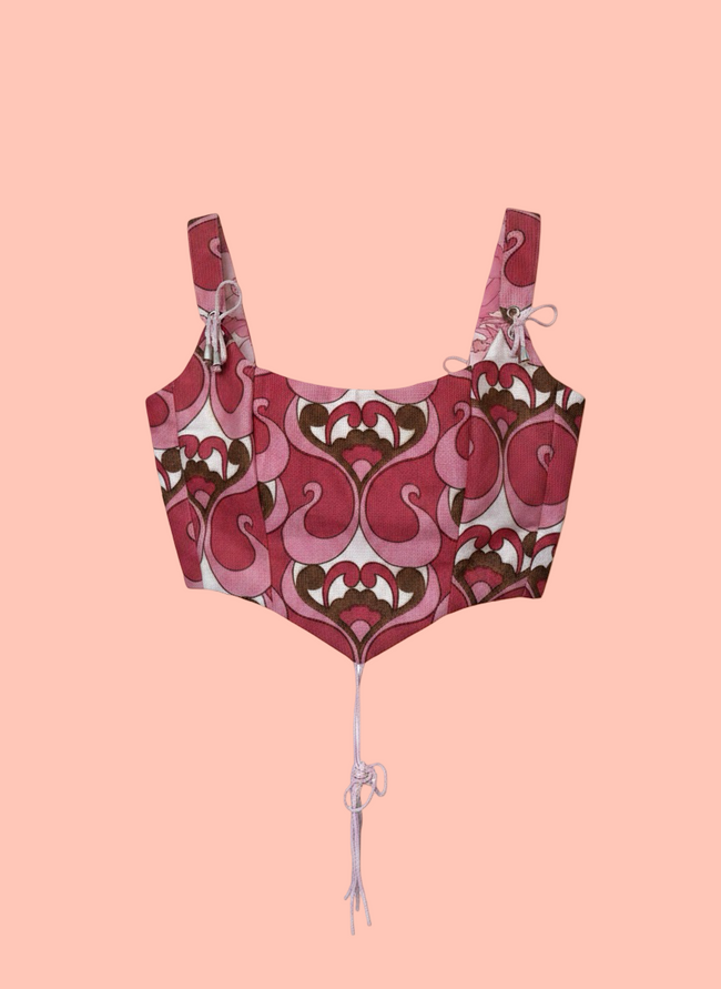 Handmade 60s Vintage Fabric Corset