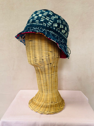 Indigo reversible bucket hat