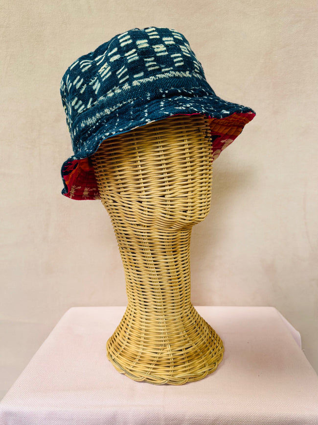 Indigo reversible bucket hat