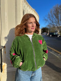 Emerald Velvet Bomber Jacket