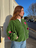 Emerald Velvet Bomber Jacket