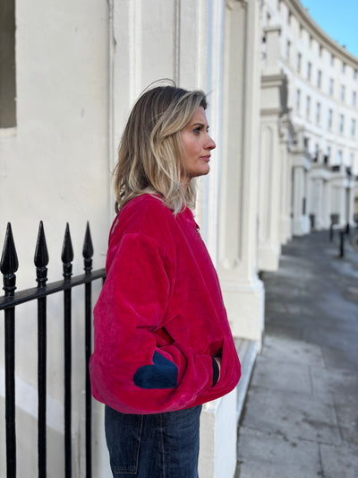 Fuchsia Velvet Bomber Jacket