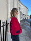 Fuchsia Velvet Bomber Jacket
