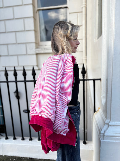 Fuchsia Velvet Bomber Jacket