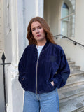 Navy Velvet Bomber Jacket