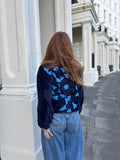 Navy Velvet Bomber Jacket