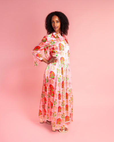 Pink City Silk Shirt Dress