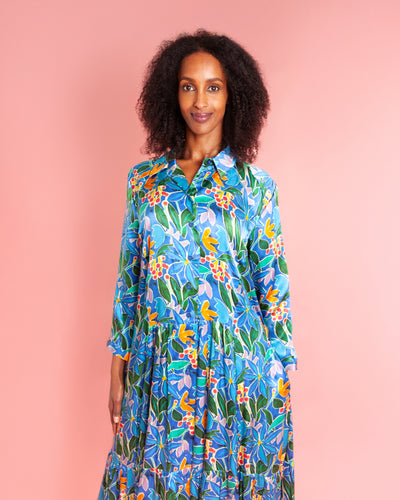 Garden Grows Silk Shirt Dress