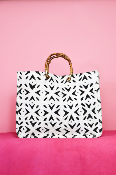Blanco Bamboo Mud Cloth Bag