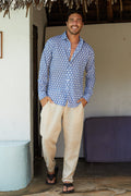 ASPIGA Men's Organic Cotton Shirt | Batik Blue/White