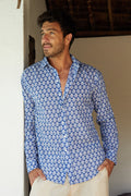 ASPIGA Men's Organic Cotton Shirt | Batik Blue/White
